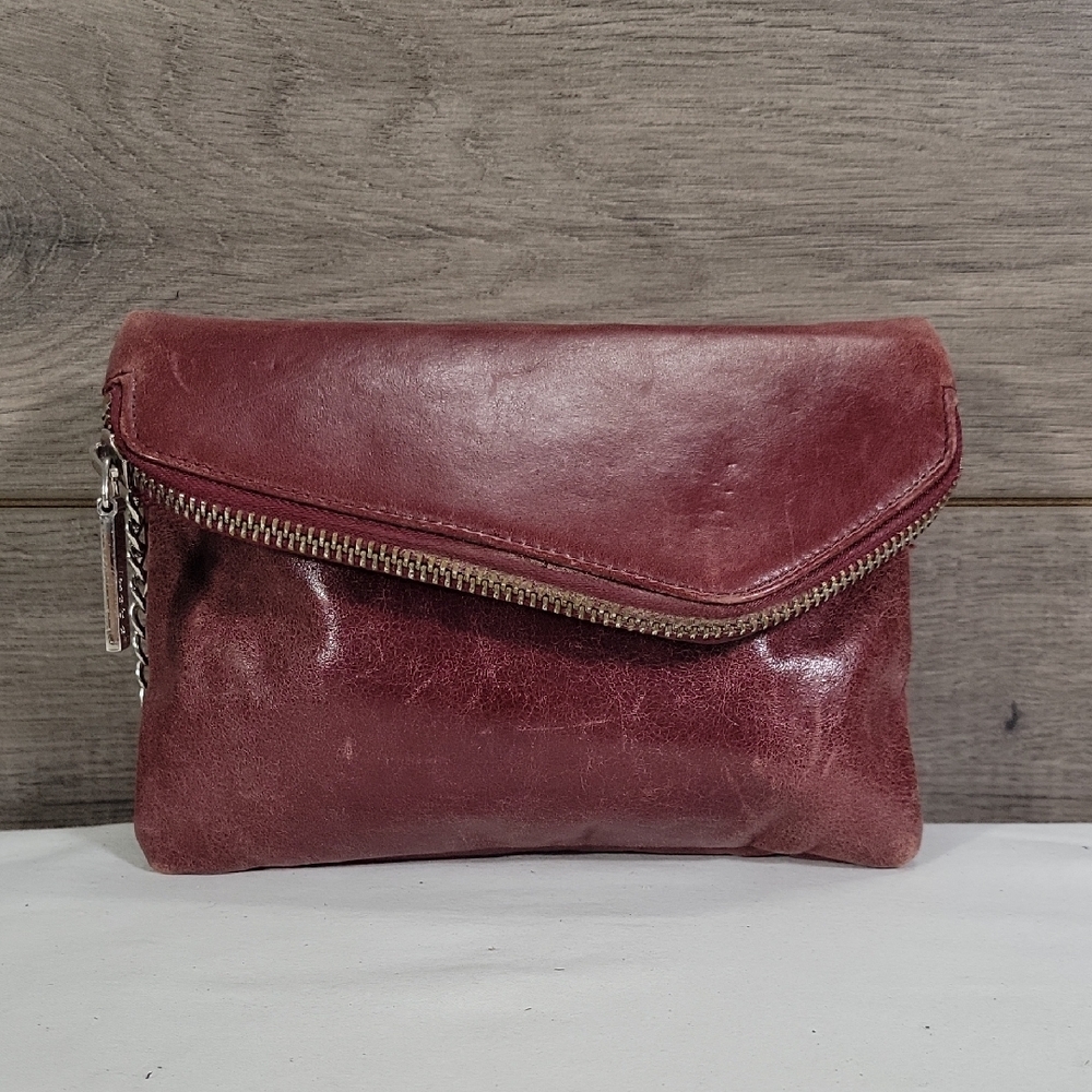 Hobo The Original Burgundy Leather Clutch Crossbody Bag